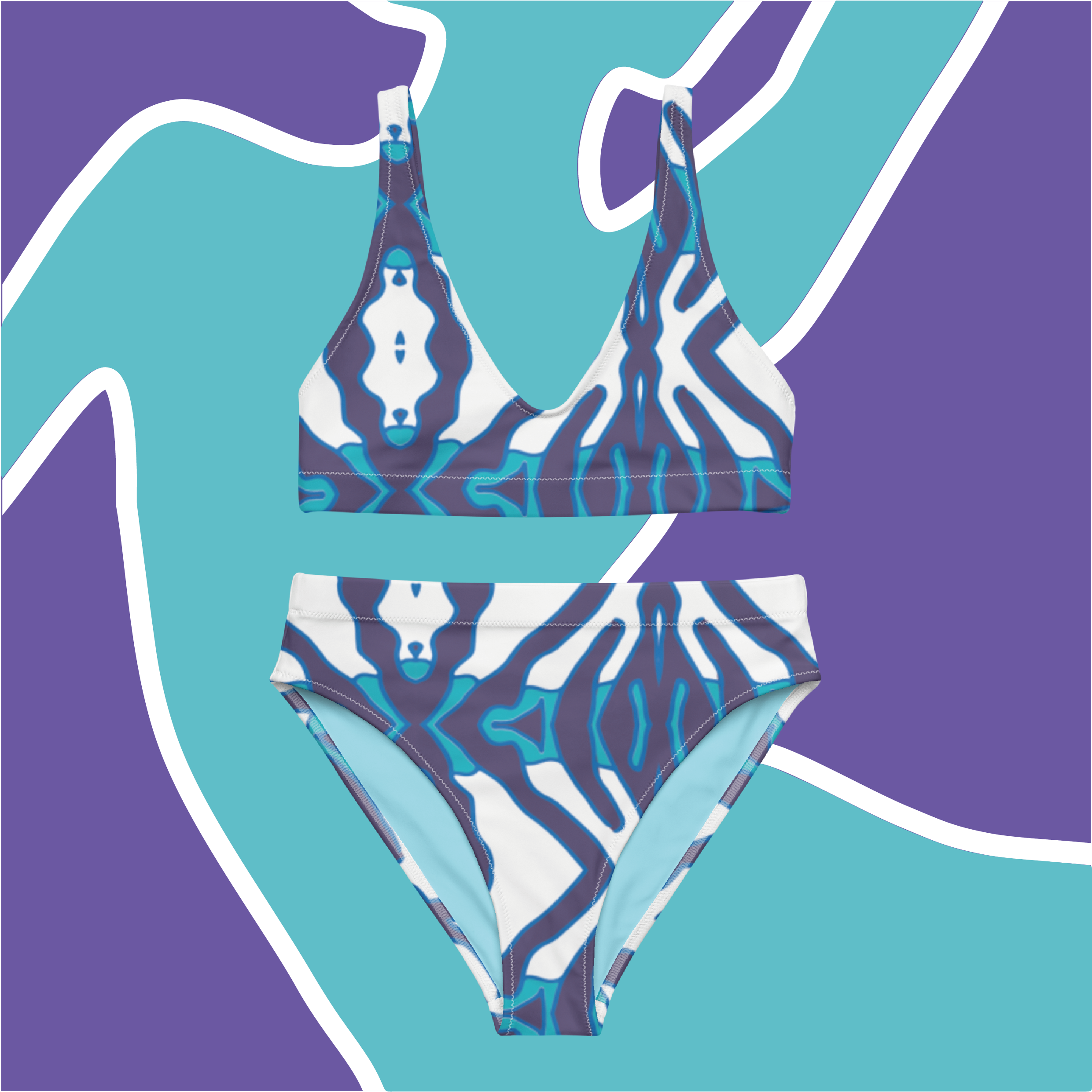 RECYCLED HIGH WAISTED BIKINI SET - CHALK