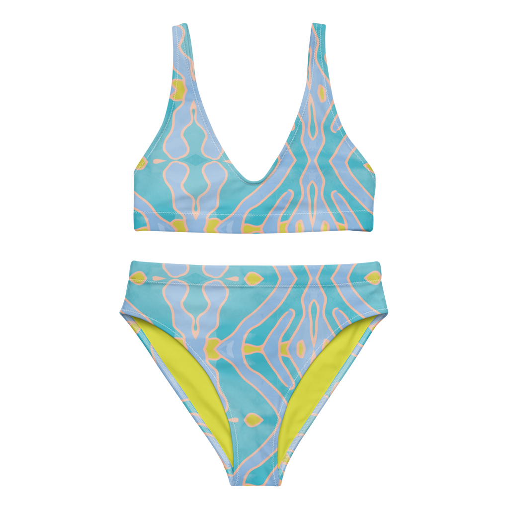 RECYCLED HIGH WAISTED BIKINI SET - AQUA