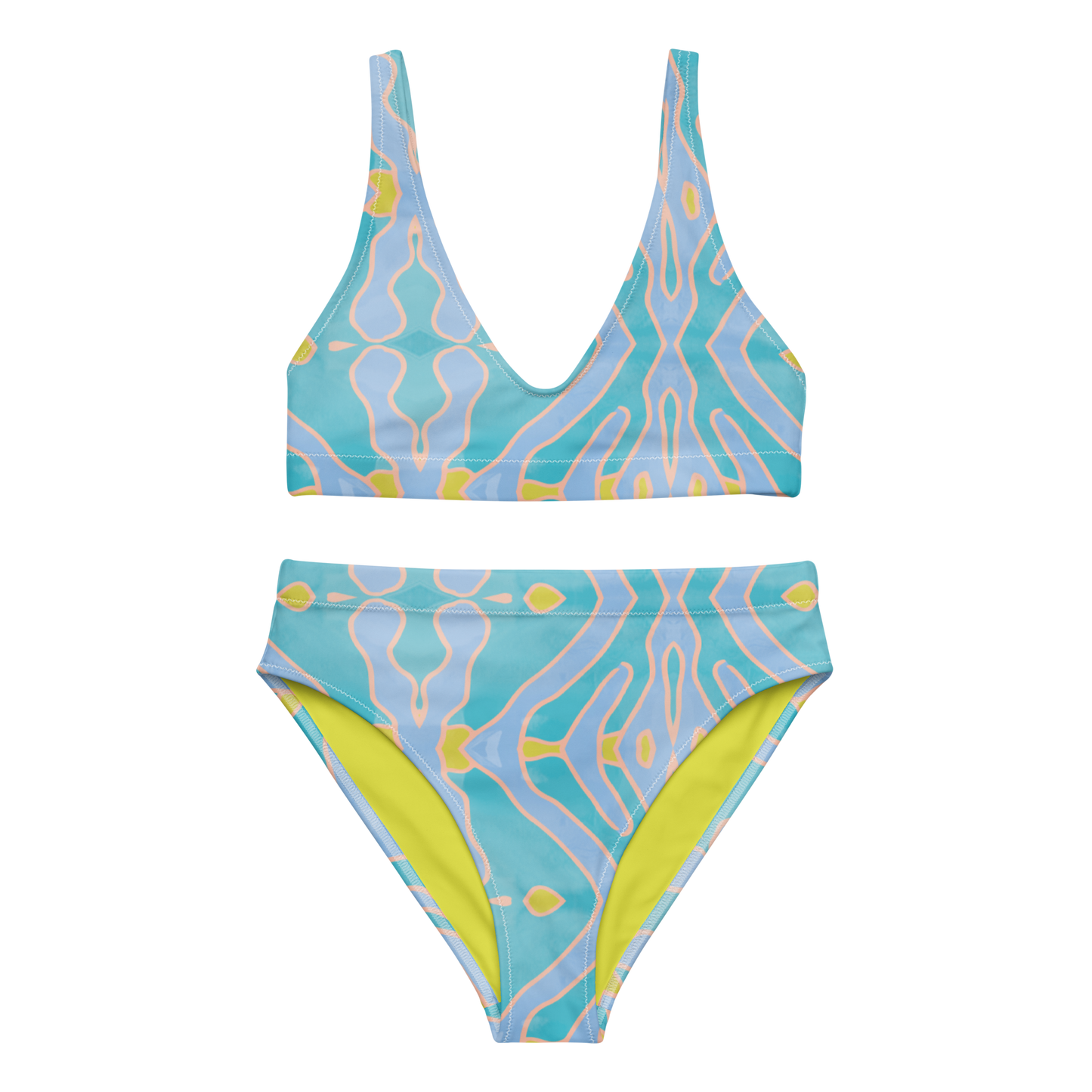 RECYCLED HIGH WAISTED BIKINI SET - AQUA